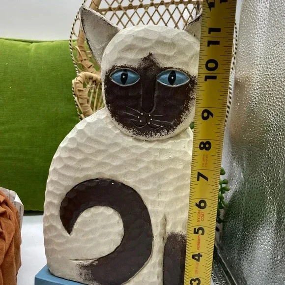 Vintage Large Carved Wooden Siamese Cat - Picture 2 of 3